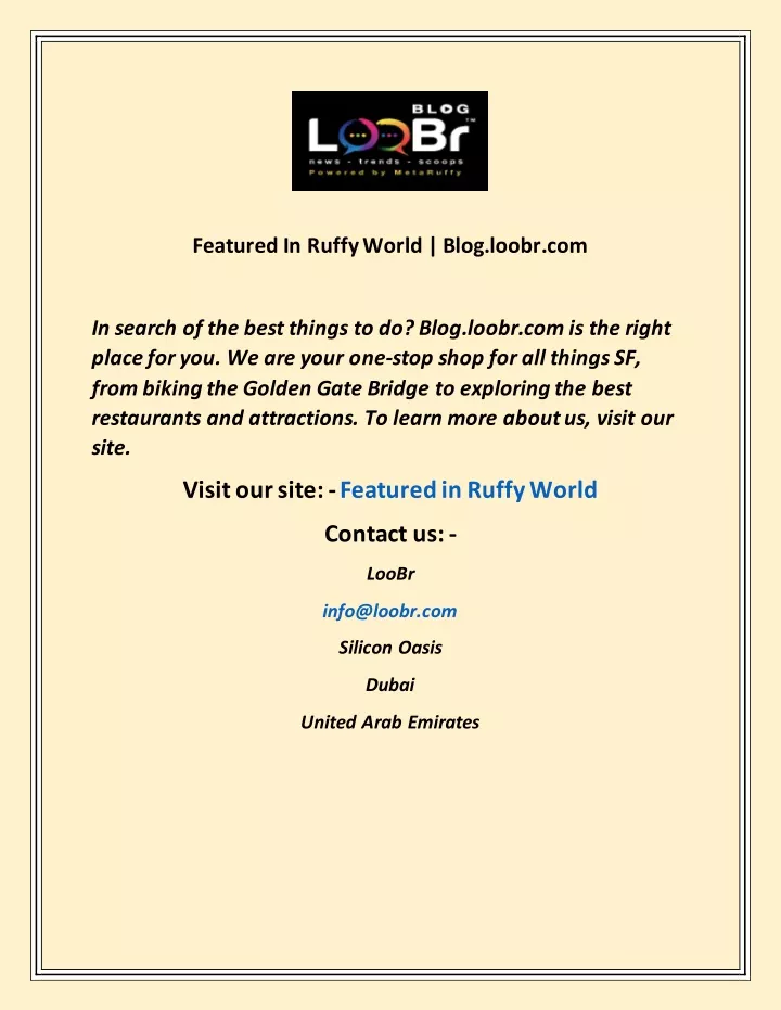 featured in ruffy world blog loobr com