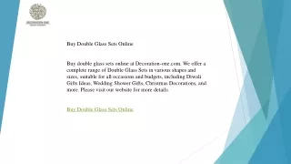 Buy Double Glass Sets Online  Decoration-one.com