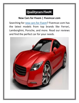 New Cars for Fivem  Fivemcar