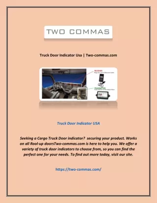 truck door indicator usa two commas com