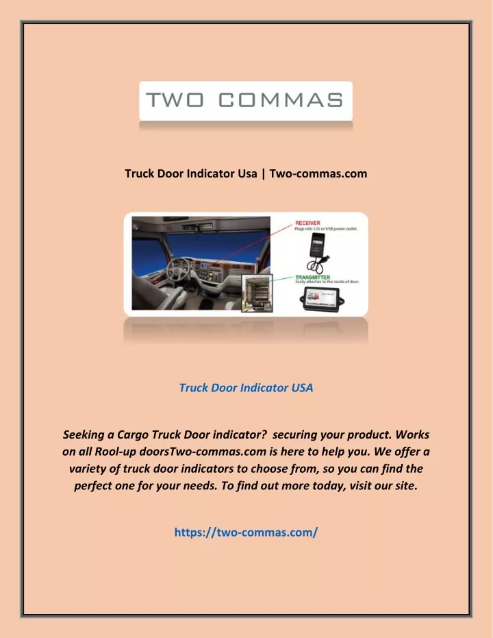 truck door indicator usa two commas com