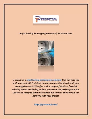 rapid tooling prototyping company prototool com