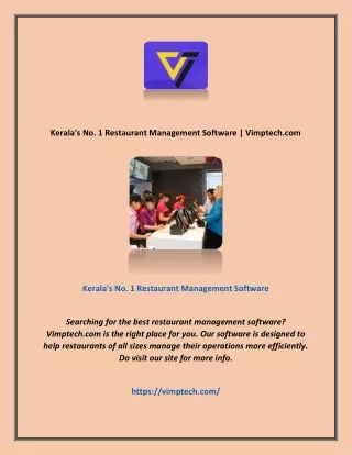Kerala's No. 1 Restaurant Management Software | Vimptech.com