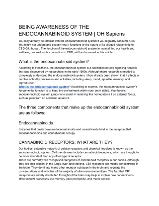 BEING AWARENESS OF THE ENDOCANNABINOID SYSTEM _ OH Sapiens