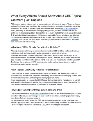 What Every Athlete Should Know About CBD Topical Ointment _ OH Sapiens