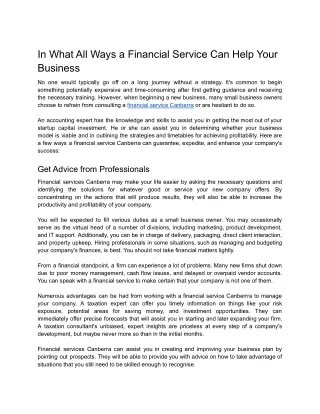 In What All Ways a Financial Service Can Help Your Business