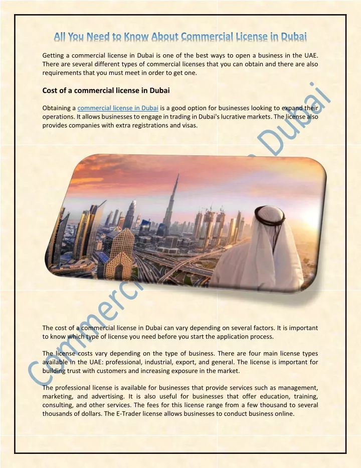 getting a commercial license in dubai