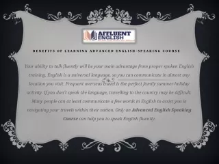 Benefits of learning Advanced English-Speaking Course