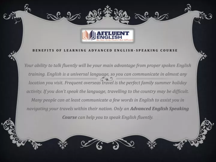 benefits of learning advanced english speaking course