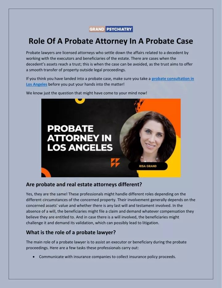 role of a probate attorney in a probate case