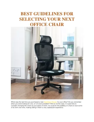 BEST GUIDELINES FOR SELECTING YOUR NEXT OFFICE CHAIR