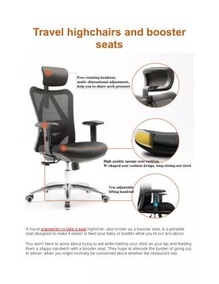 Travel highchairs and booster seats
