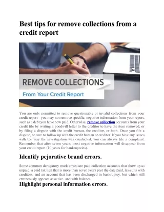 best tips for remove collections from a credit