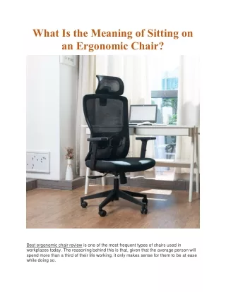 What Is the Meaning of Sitting on an Ergonomic Chair