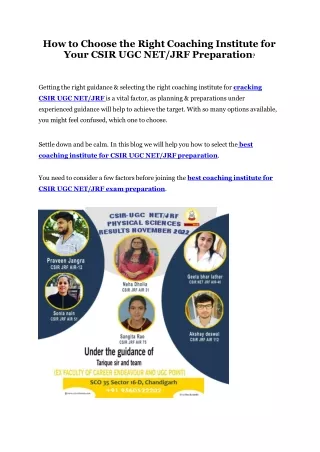 how to choose the right coaching institute