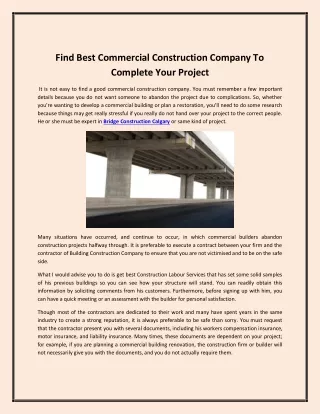Find Best Commercial Construction Company To Complete Your Project