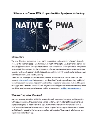 5 reasons to choose pwa progressive web apps over