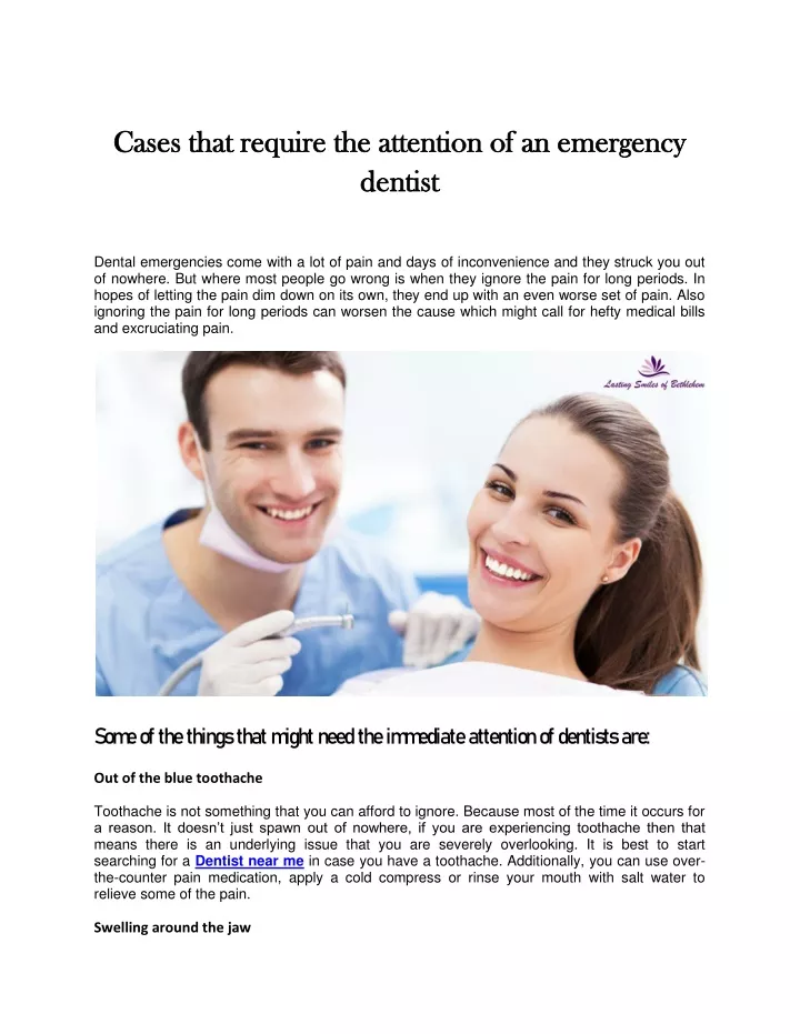 cases that require the attention of an emergency