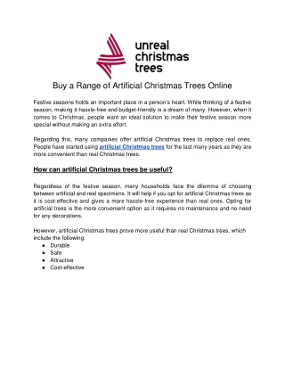 Buy a Range of Artificial Christmas Trees Online