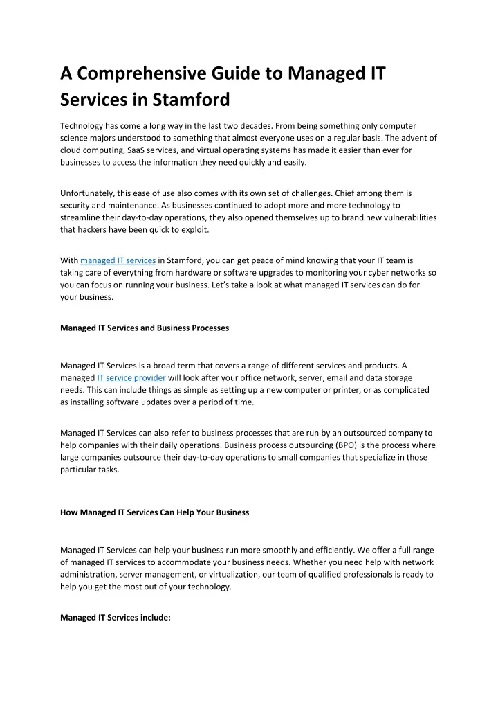 a comprehensive guide to managed it services