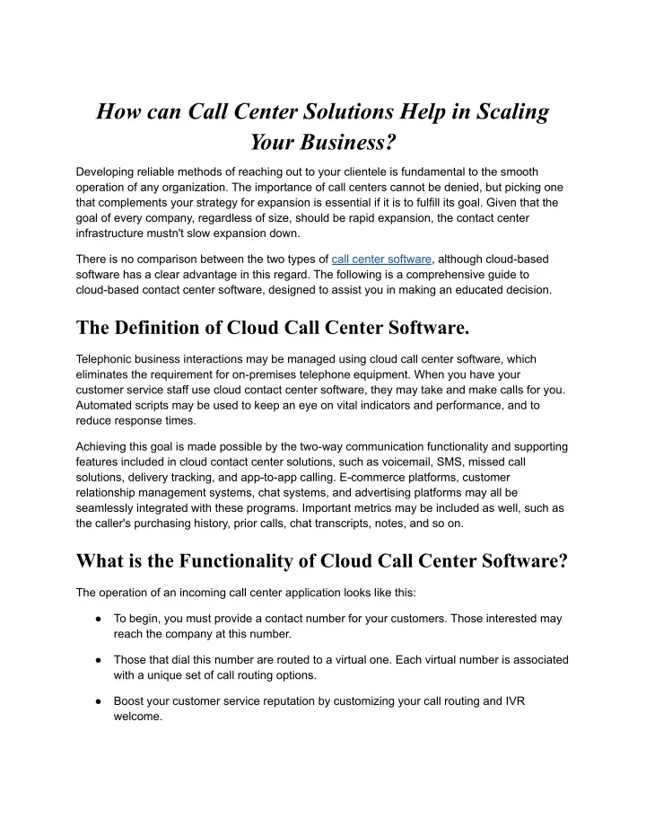 how can call center solutions help in scaling