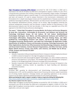 high throughput screening hts market accounted