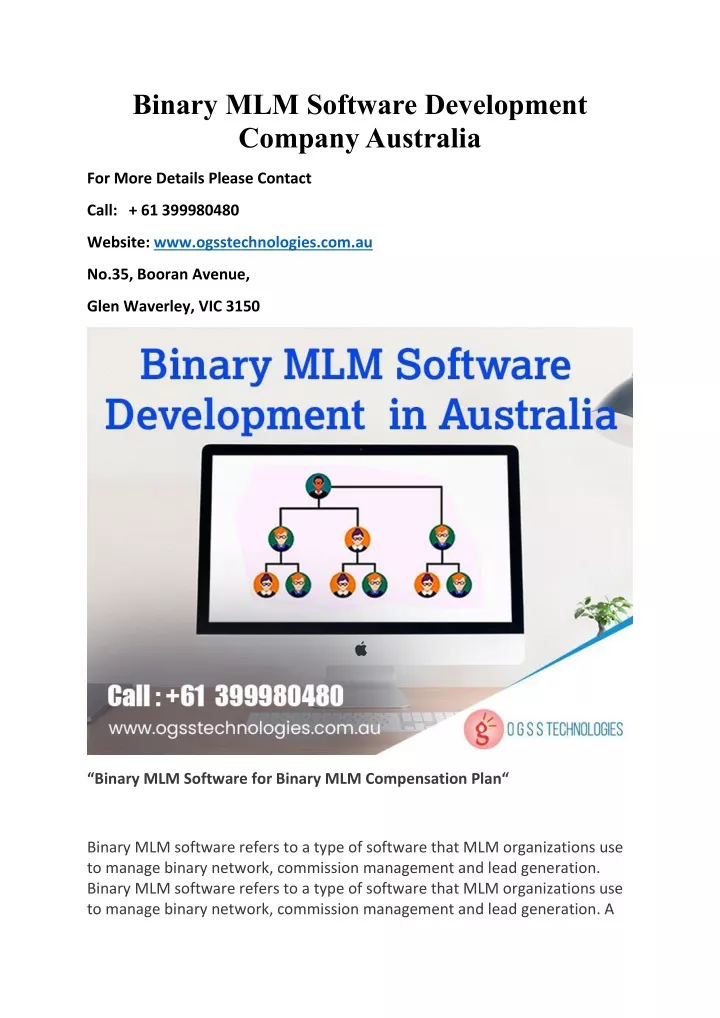binary mlm software development company australia