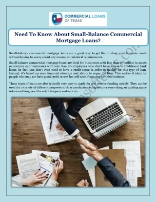 Need To Know About Small-Balance Commercial Mortgage Loans