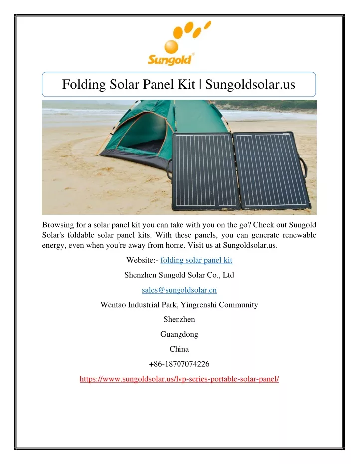 folding solar panel kit sungoldsolar us