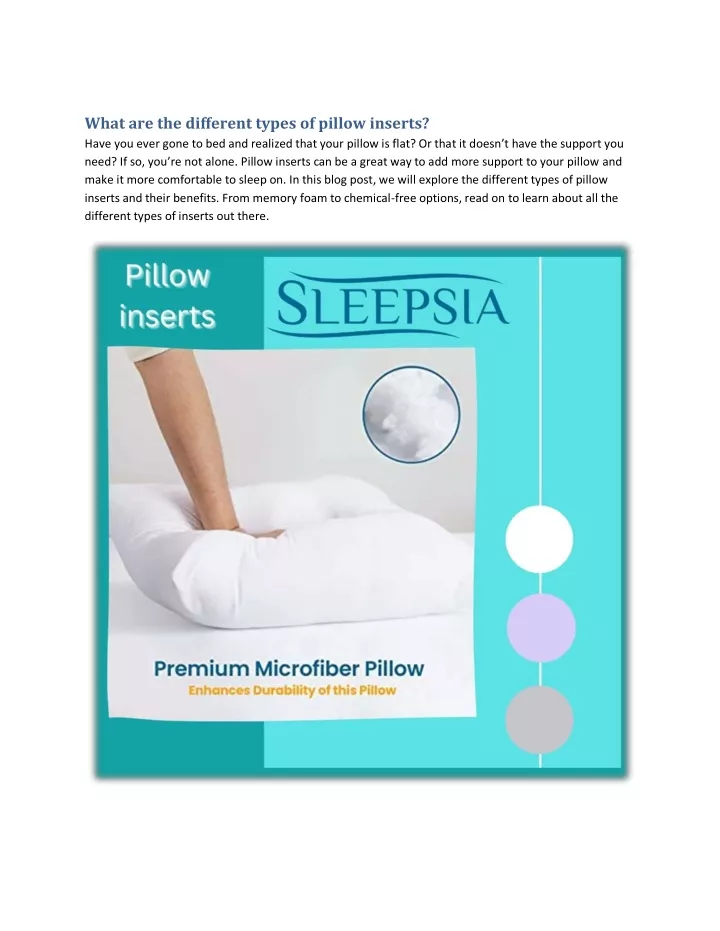 what are the different types of pillow inserts