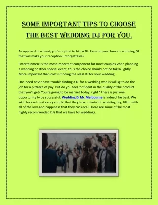 Some important tips to choose the best wedding DJ for you