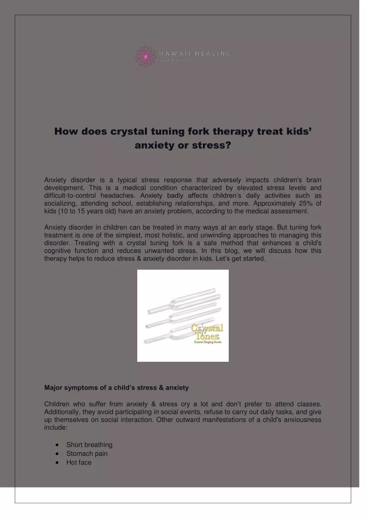 how does crystal tuning fork therapy treat kids