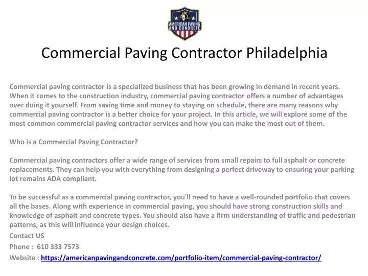 commercial paving contractor philadelphia
