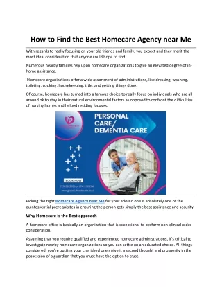How to Find the Best Homecare Agency near Me  Pdf