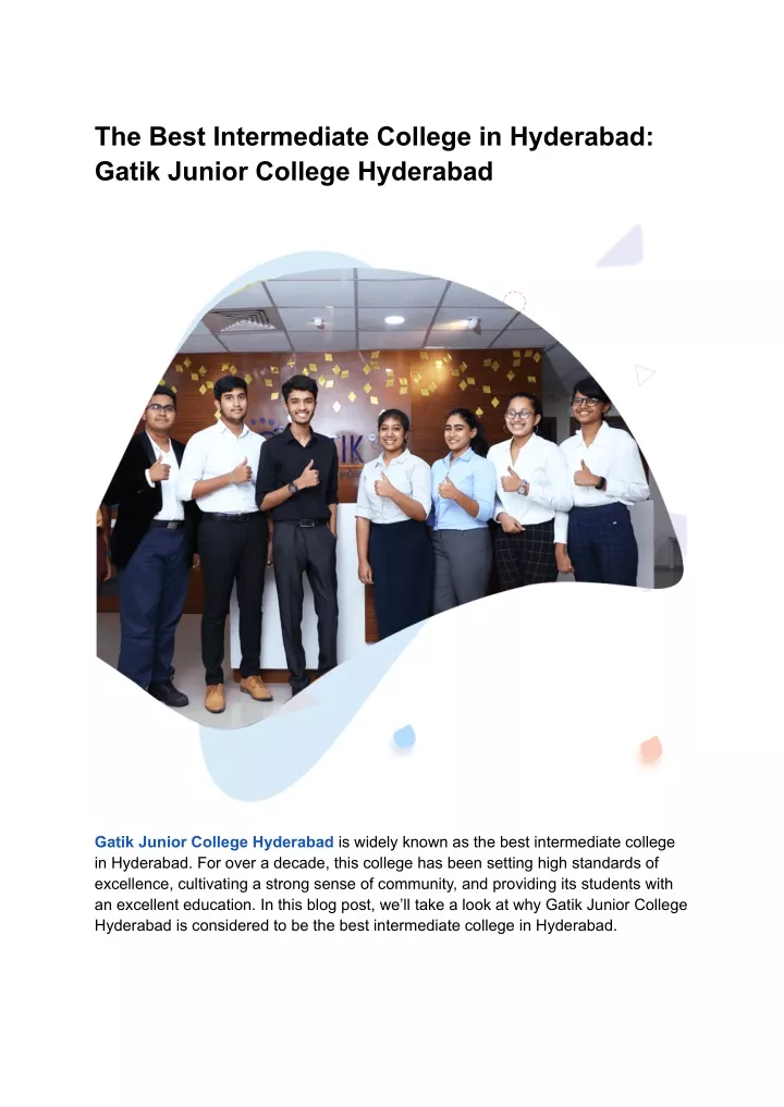 the best intermediate college in hyderabad gatik