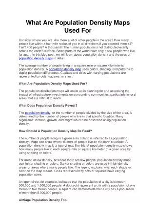 What Are Population Density Maps Used For