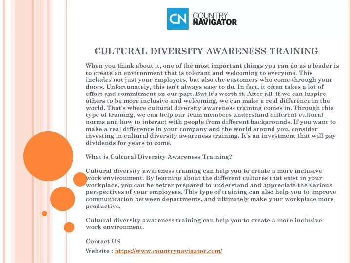 cultural diversity awareness training