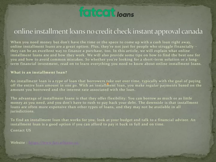 online installment loans no credit check instant approval canada