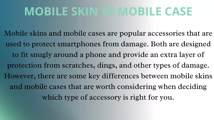 mobile skin vs mobile case