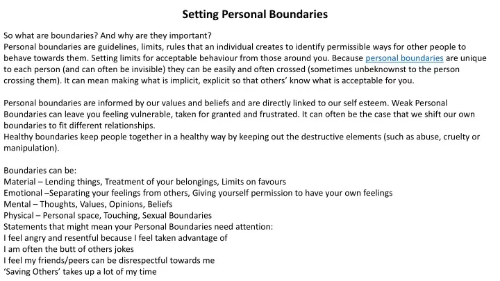 PPT - Setting Personal Boundaries PowerPoint Presentation, free ...