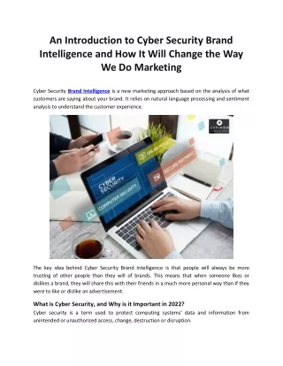 An Introduction to Cyber Security Brand Intelligence and How It Will Change the