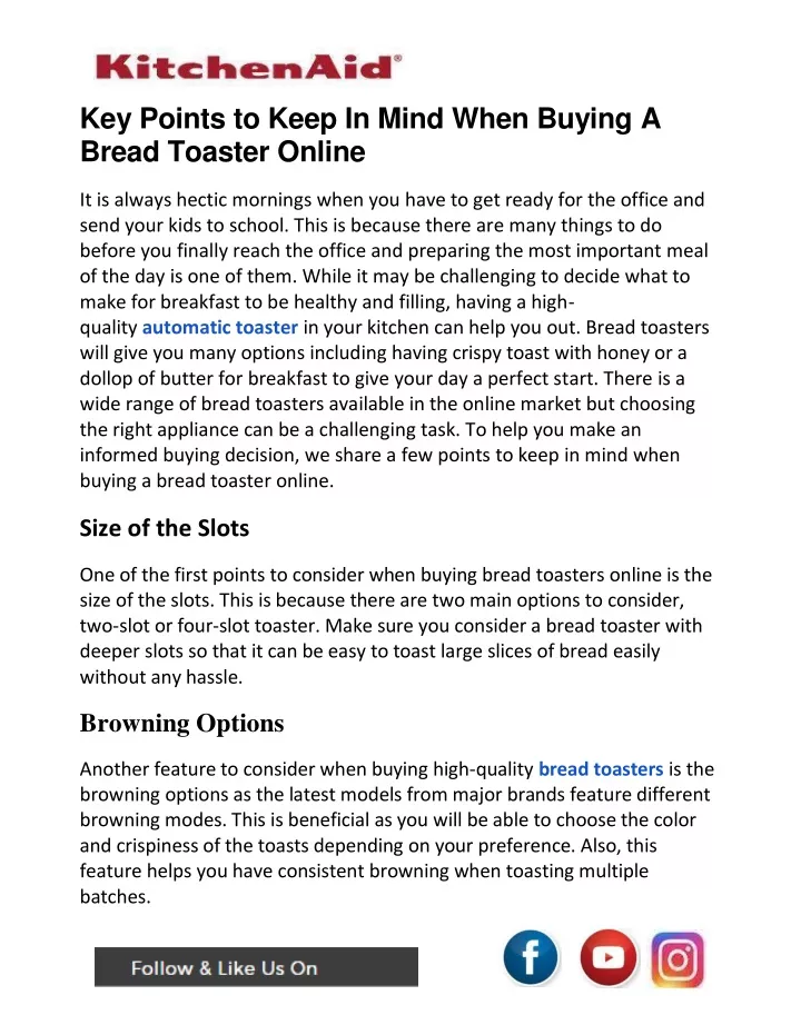 key points to keep in mind when buying a bread