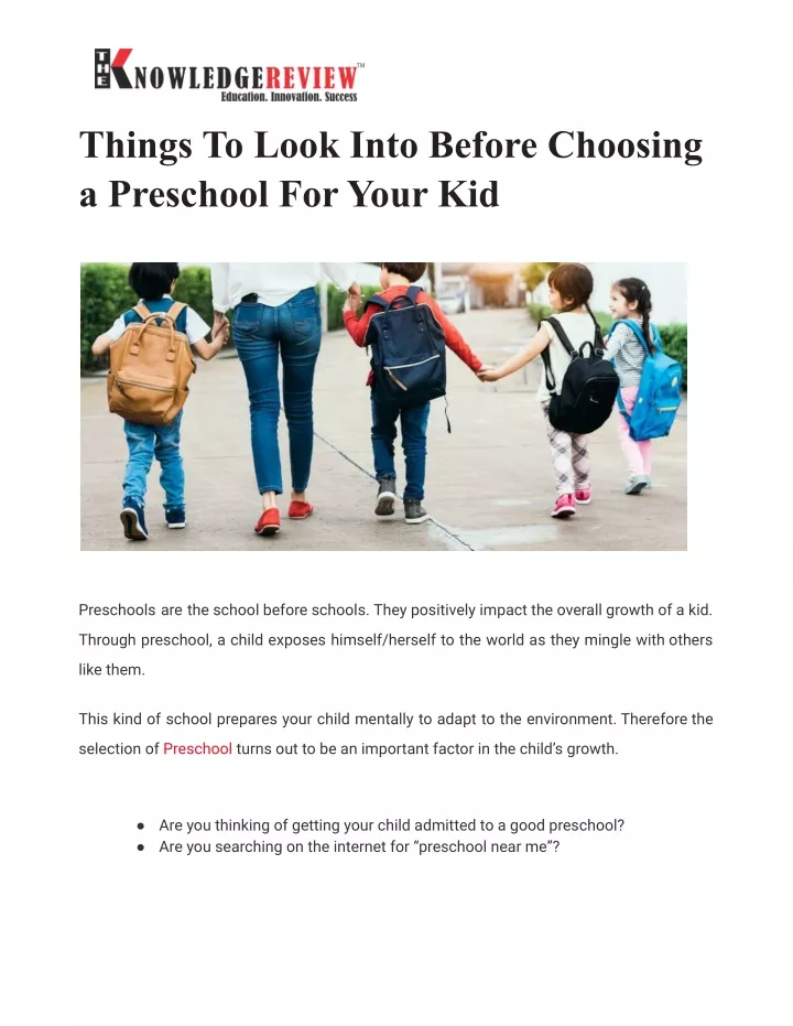 things to look into before choosing a preschool