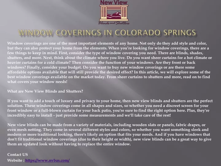 window coverings in colorado springs