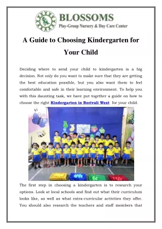 Kindergarten in Borivali West Call-9321317161