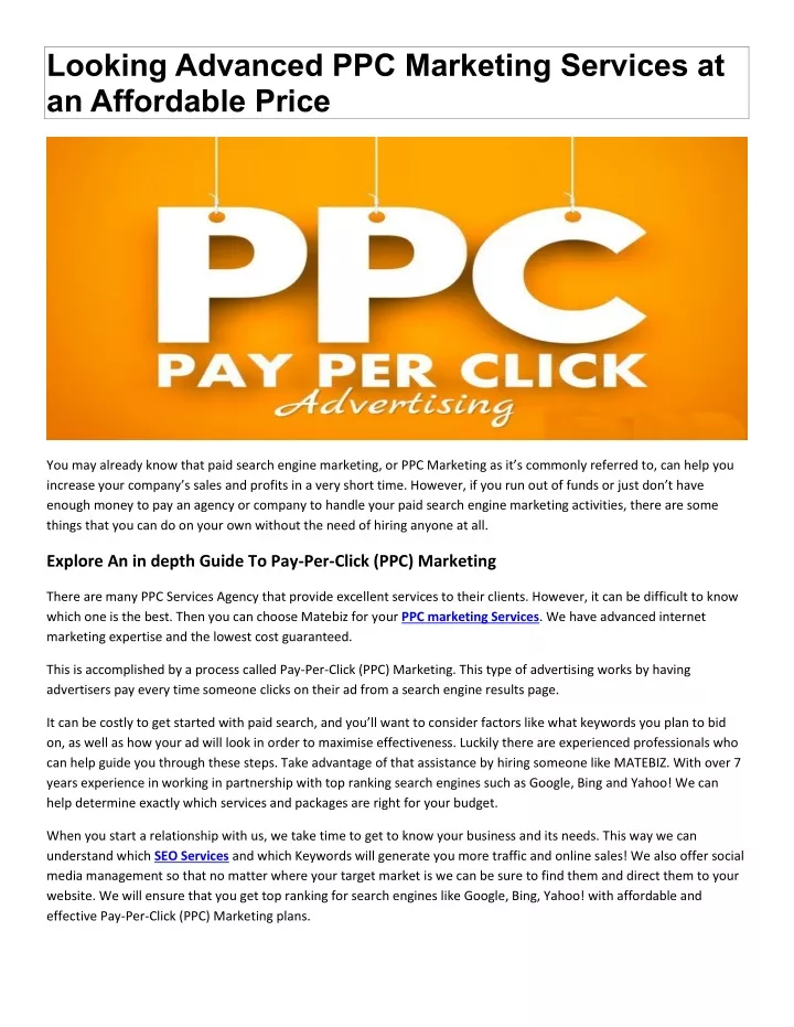 looking advanced ppc marketing services