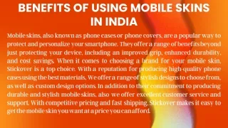 Benefits of Using Mobile Skins In India
