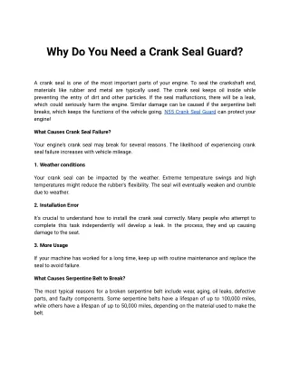 Why Do You Need a Crank Seal Guard_