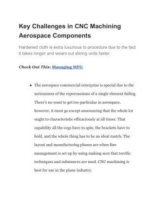 key challenges in cnc machining aerospace