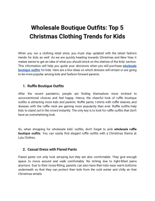 Wholesale Boutique Outfits_ Top 5 Christmas Clothing Trends for Kids